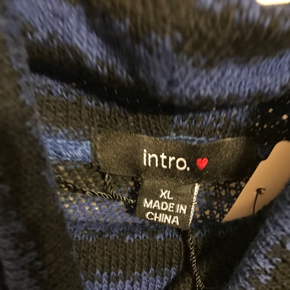 NWT Intro Blue & Black Striped Sweater X-Large - Picture 3 of 6